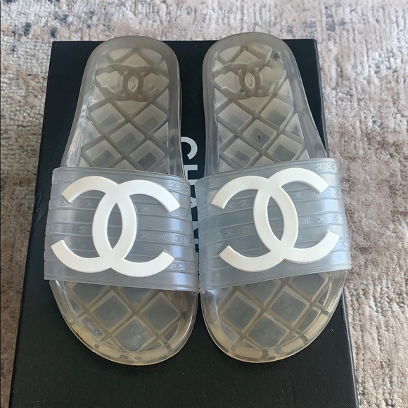 clear chanel slippers